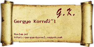 Gergye Kornél névjegykártya